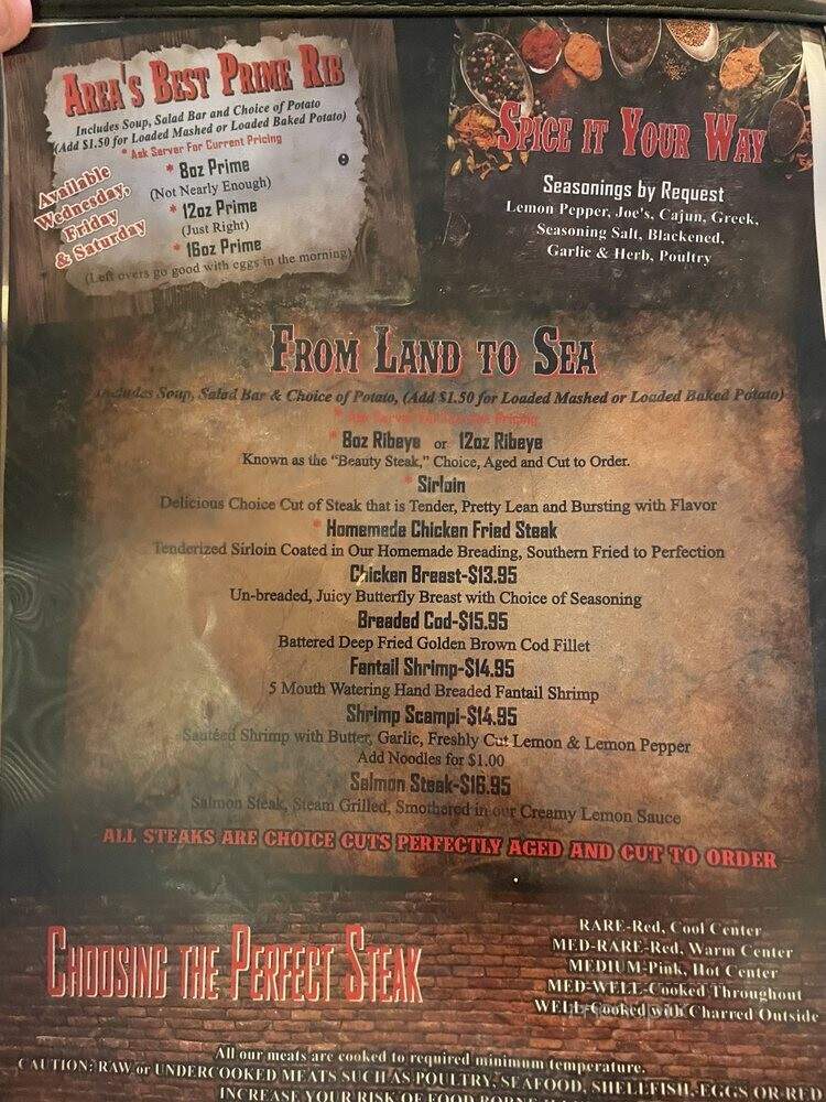 Slatewood Restaurant - Newcastle, WY menu_pic