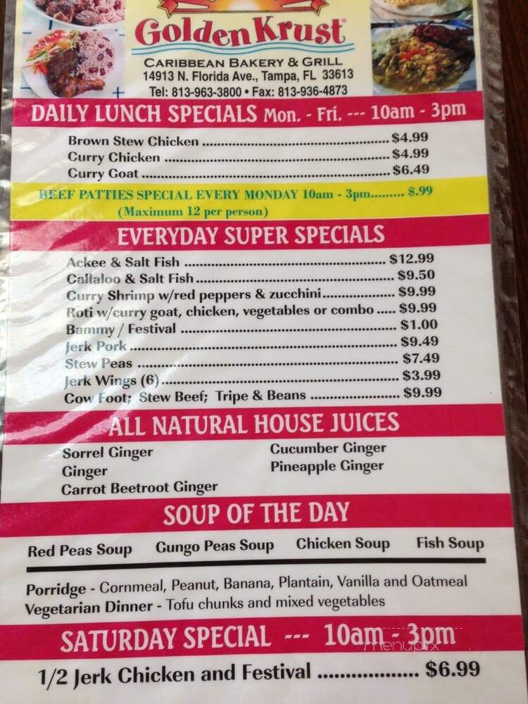 Golden Krust - Tampa, FL menu_pic