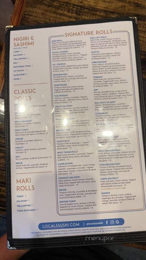 Local's Bar - Mount Pleasant, SC menu_pic