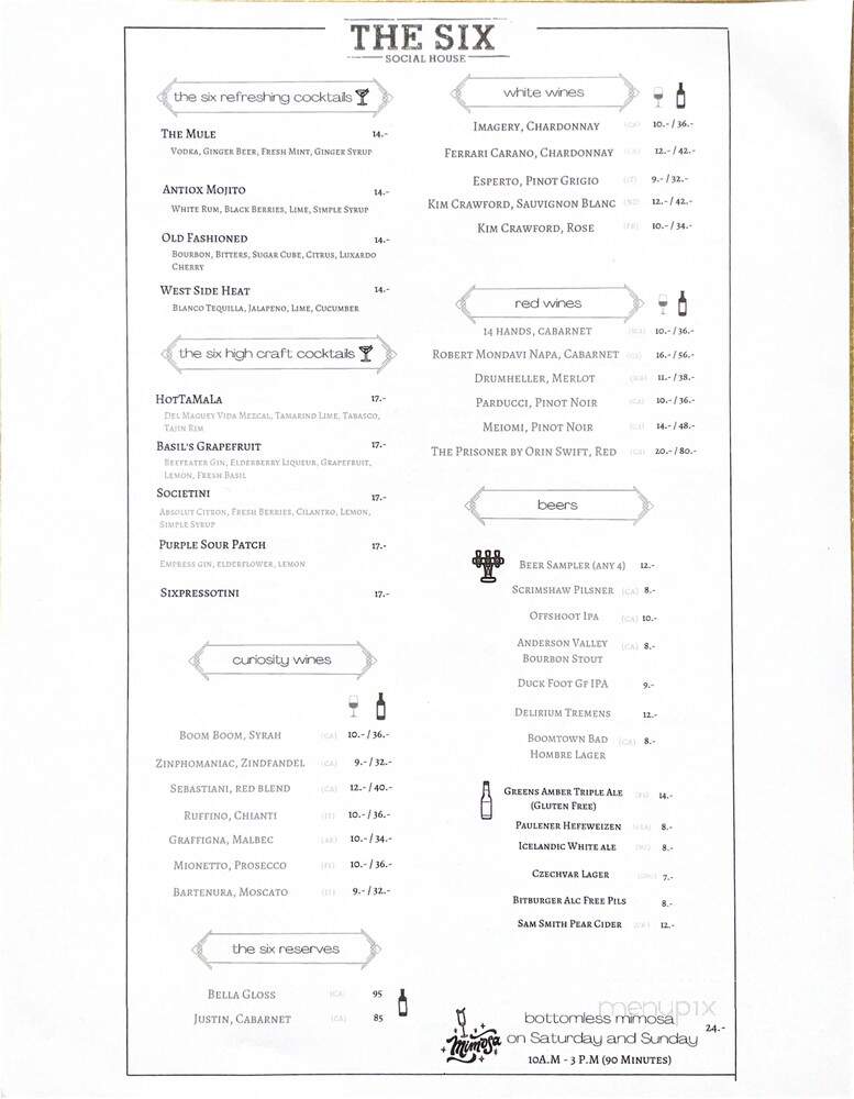 The Six Restaurant - Los Angeles, CA menu_pic