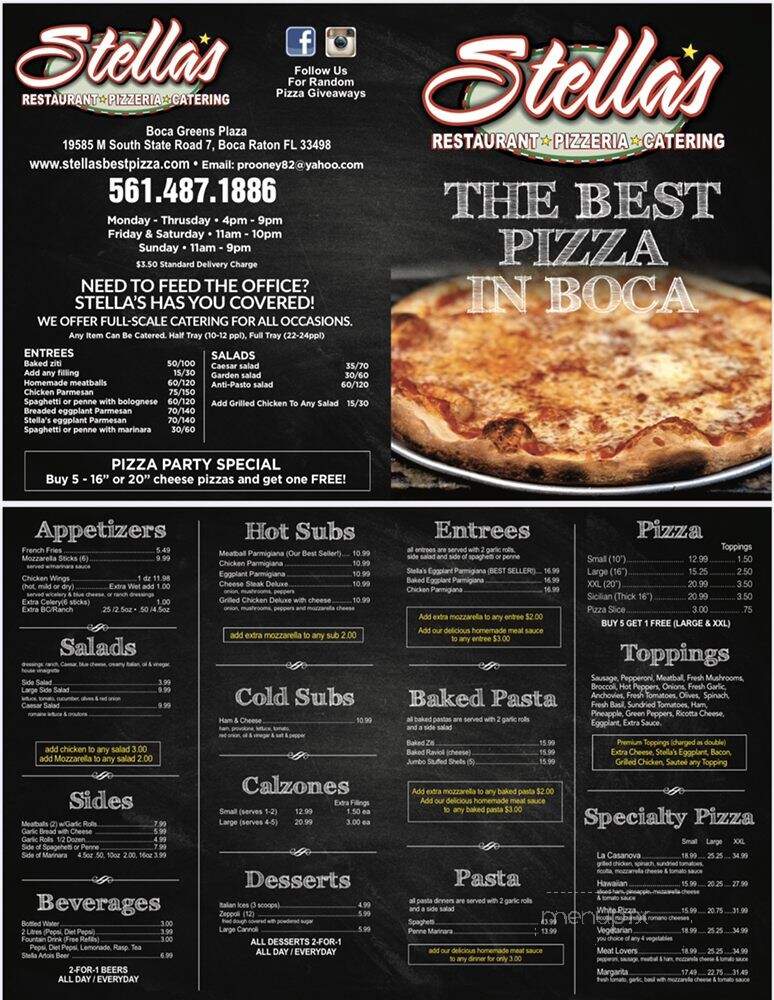 Stella's Pizzeria - Boca Raton, FL menu_pic