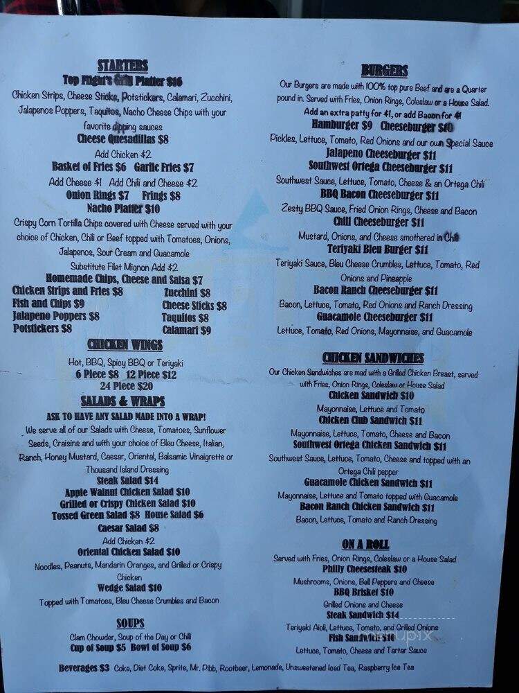 Top Flight Cafe - Stockton, CA menu_pic