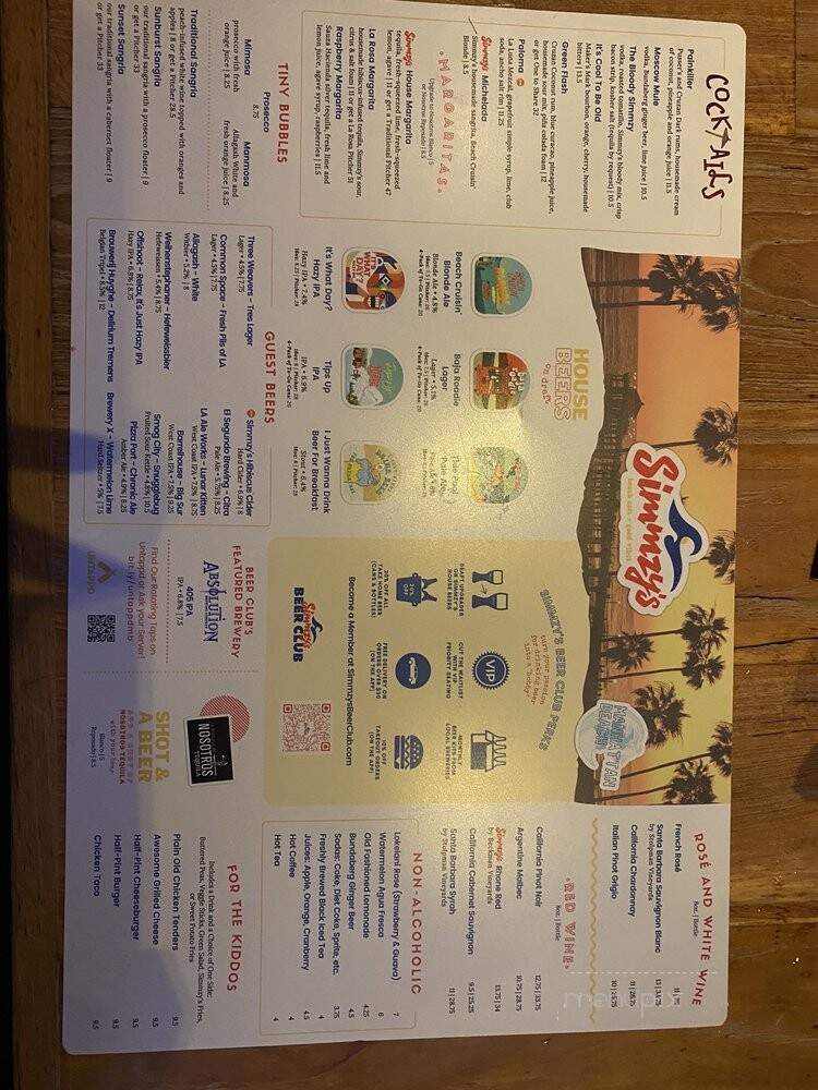 Simmzy's - Manhattan Beach, CA menu_pic