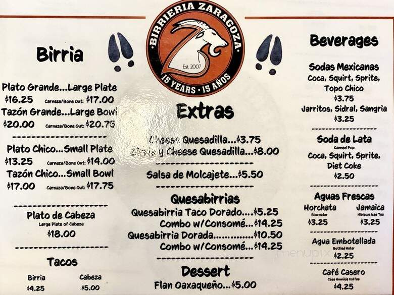 Birrieria Zaragoza - Chicago, IL menu_pic