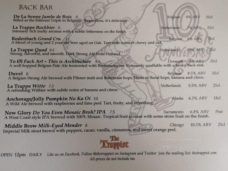 The Trappist - Oakland, CA menu_pic