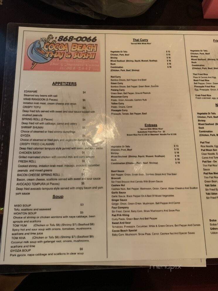 Cocoa Beach Thai & Sushi - Cocoa Beach, FL menu_pic