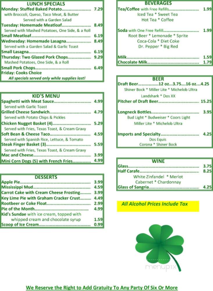 Pats Place - New Braunfels, TX menu_pic