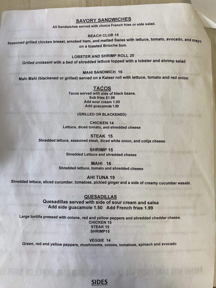 The Boca Beach House - Boca Raton, FL menu_pic