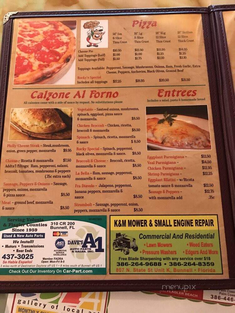 Rocky's Pizzeria - Flagler Beach, FL menu_pic