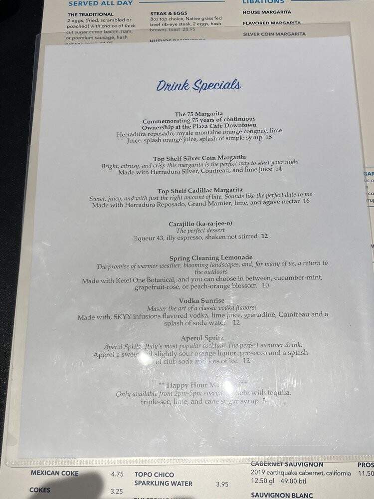 Plaza Cafe Southside - Santa Fe, NM menu_pic