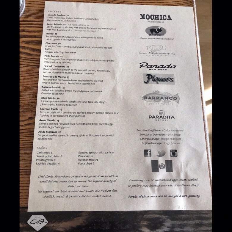 La Costanera - San Francisco, CA menu_pic