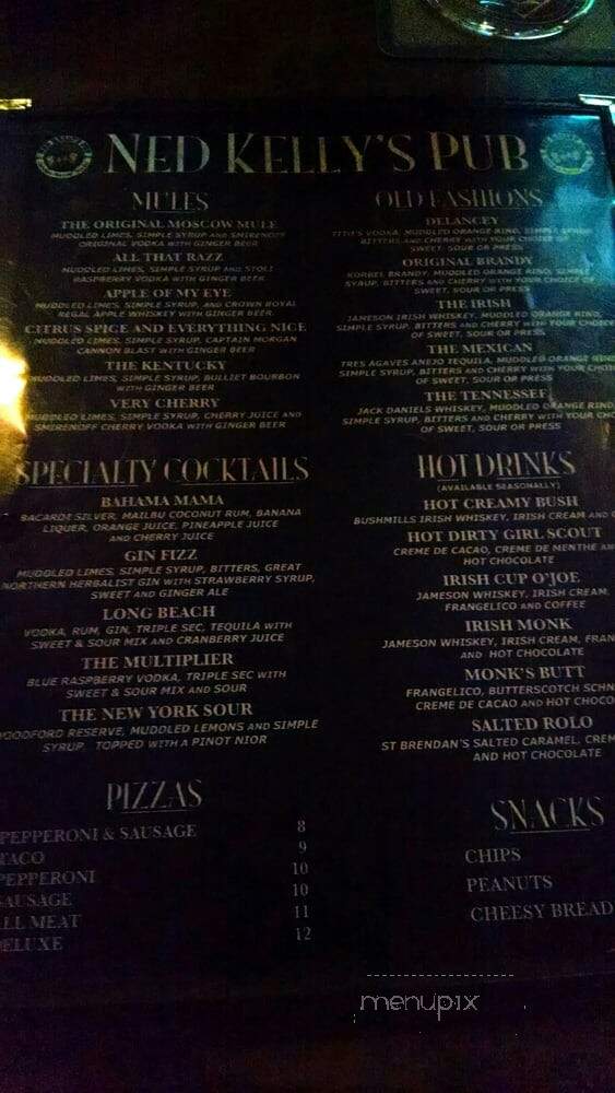 Ned Kelly's - Green Bay, WI menu_pic