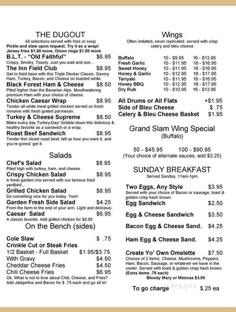 Inn-Field Bar & Grill - Sunrise, FL menu_pic