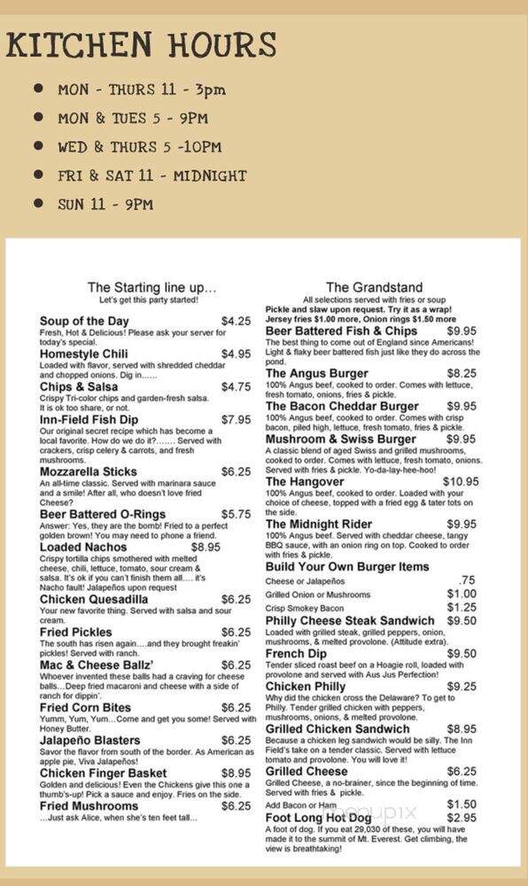 Inn-Field Bar & Grill - Sunrise, FL menu_pic