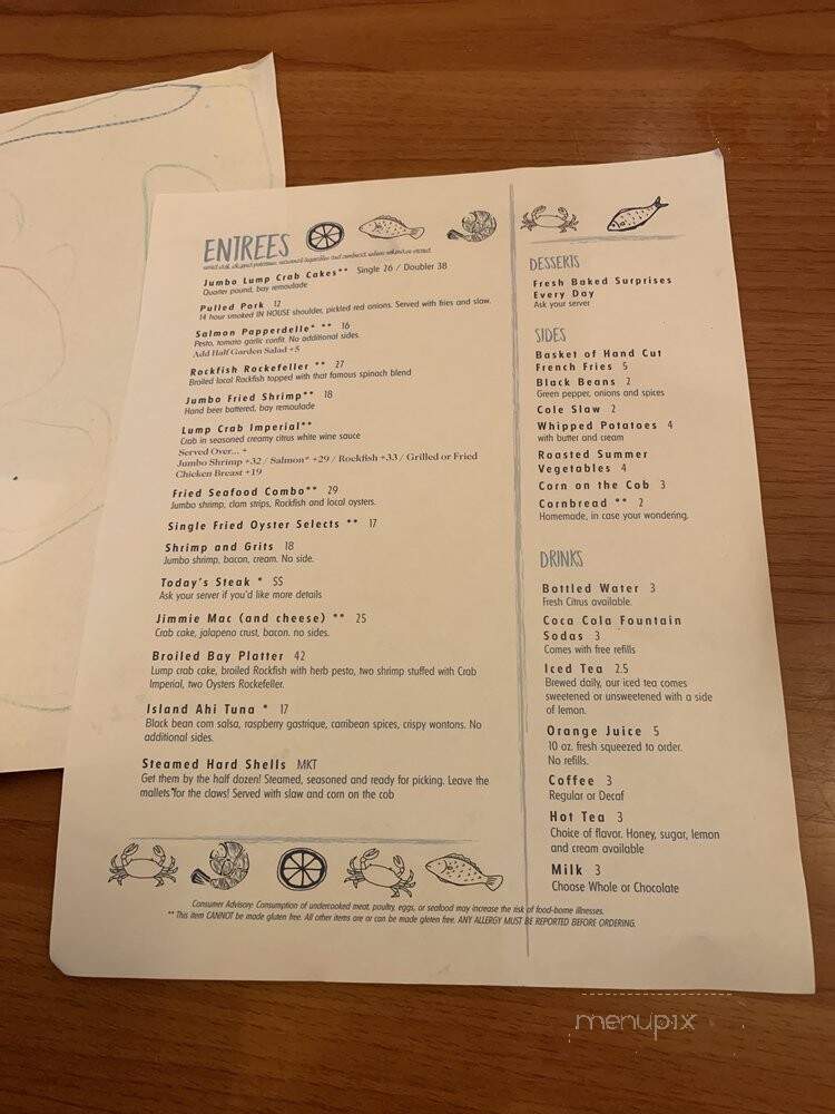 Jimmie and Sook's Raw Bar and Grill - Cambridge, MD menu_pic