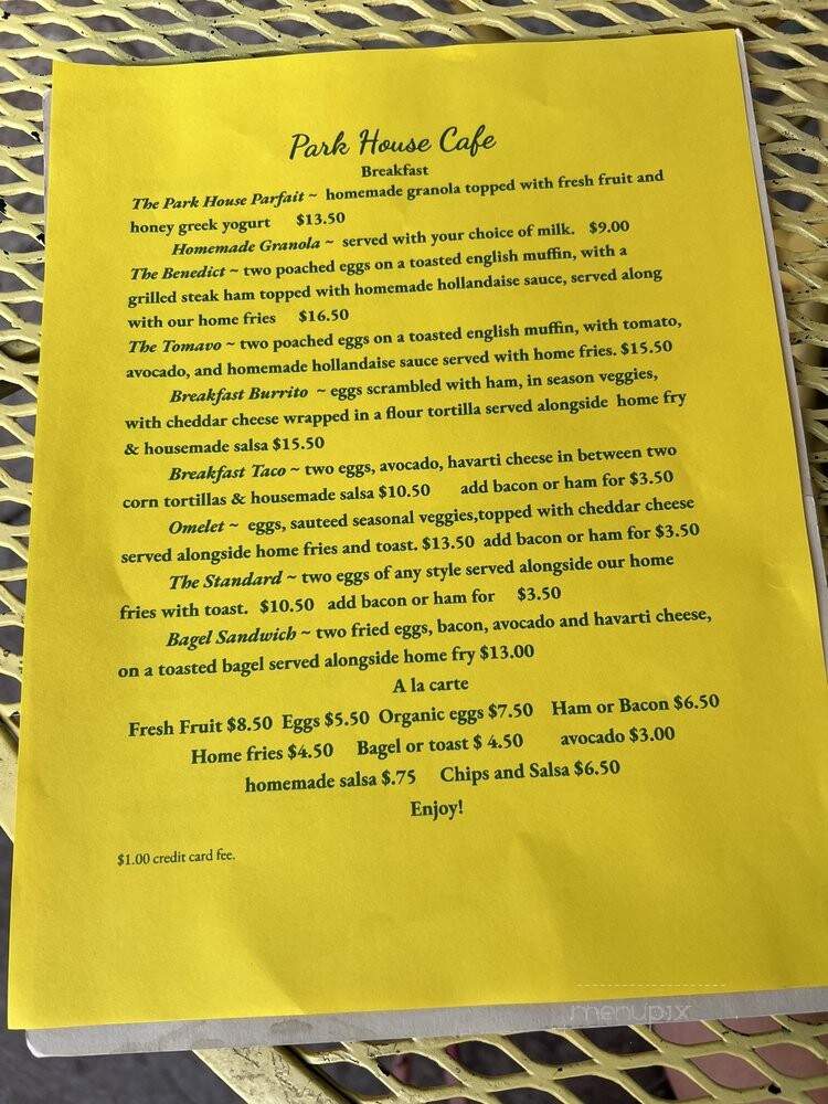 The Park House - Springdale, UT menu_pic