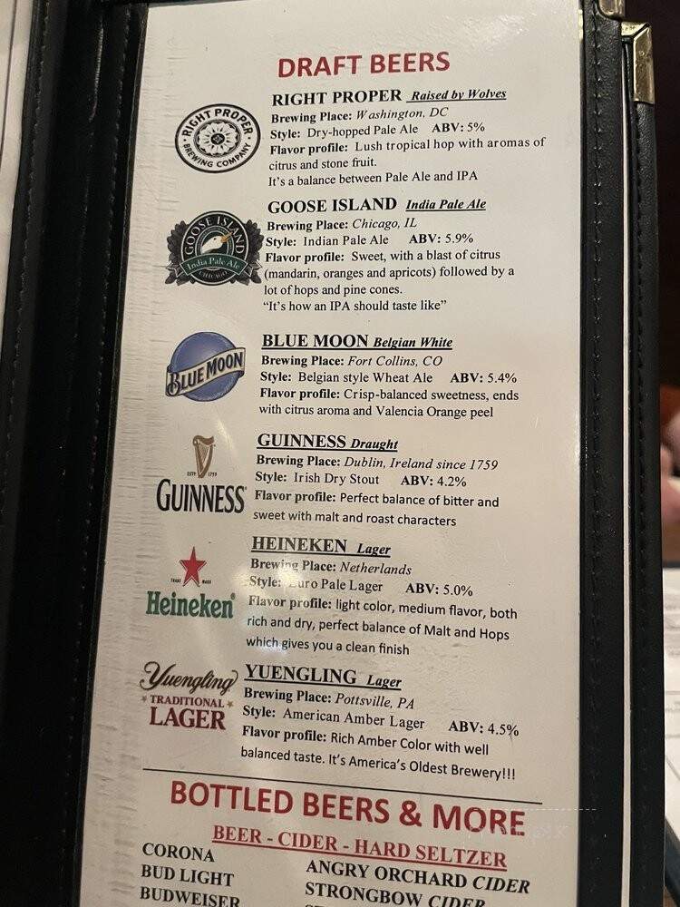 Georgetown Holdings Limited - Washington, DC menu_pic