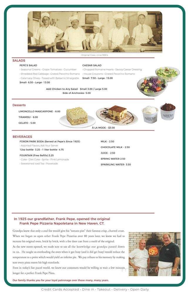 Frank Pepe Pizzaria Napoletana - Yonkers, NY menu_pic
