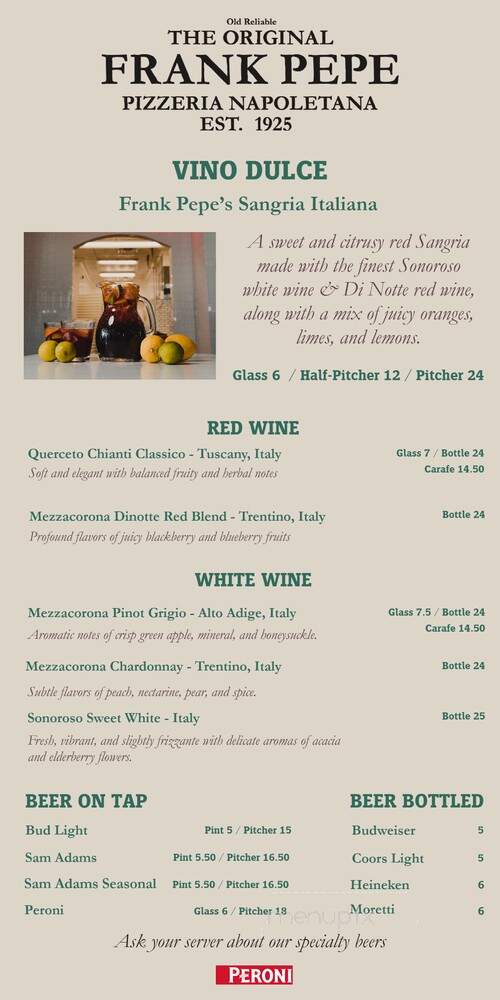 Frank Pepe Pizzaria Napoletana - Yonkers, NY menu_pic