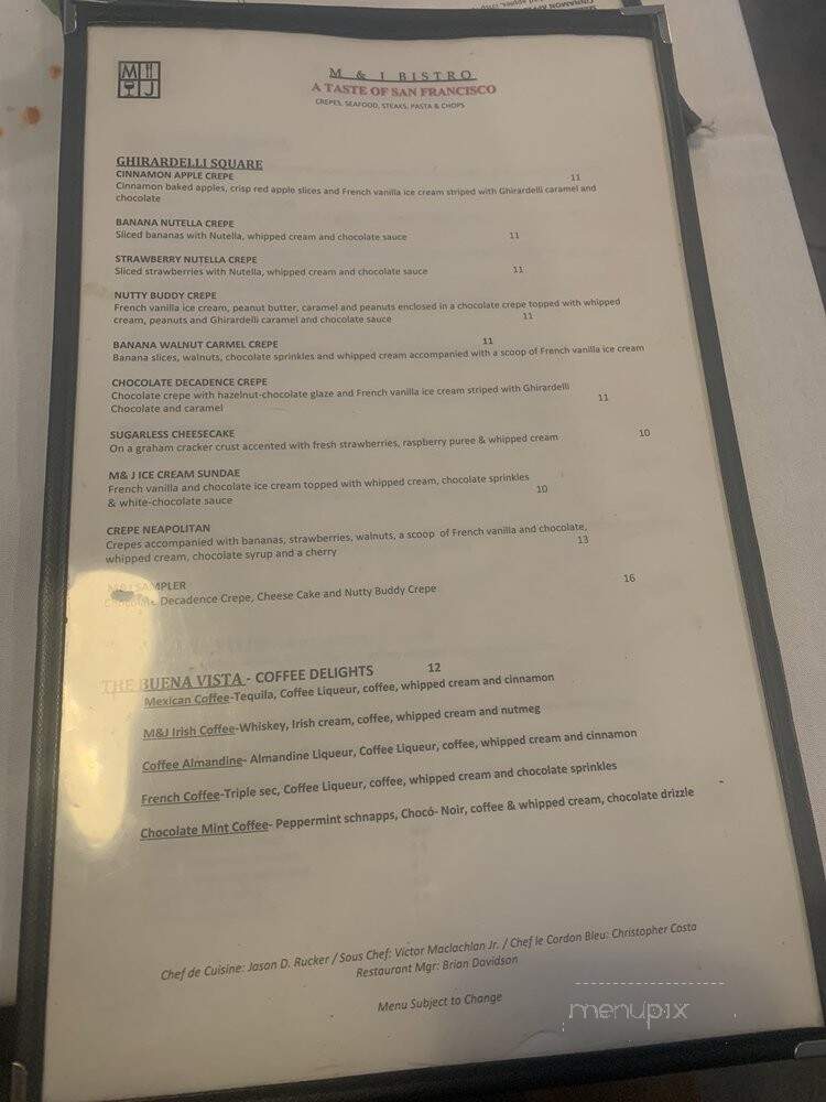 M & J Bistro - Tracy, CA menu_pic