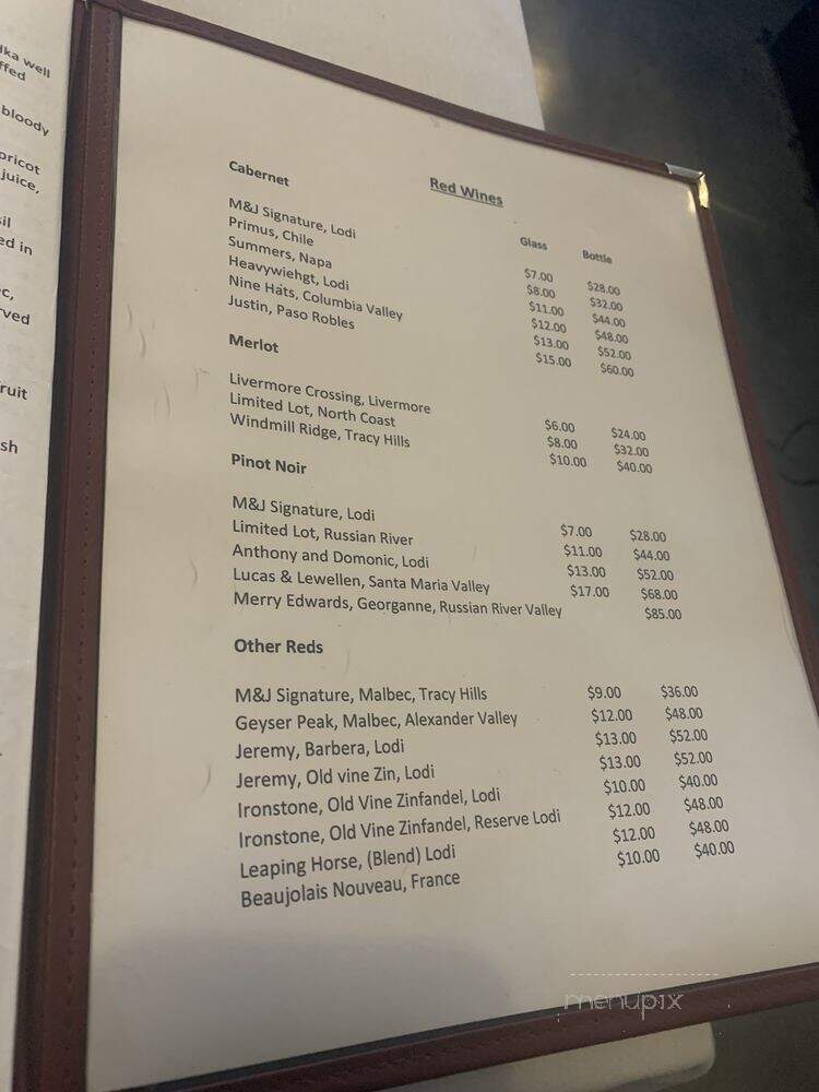 M & J Bistro - Tracy, CA menu_pic