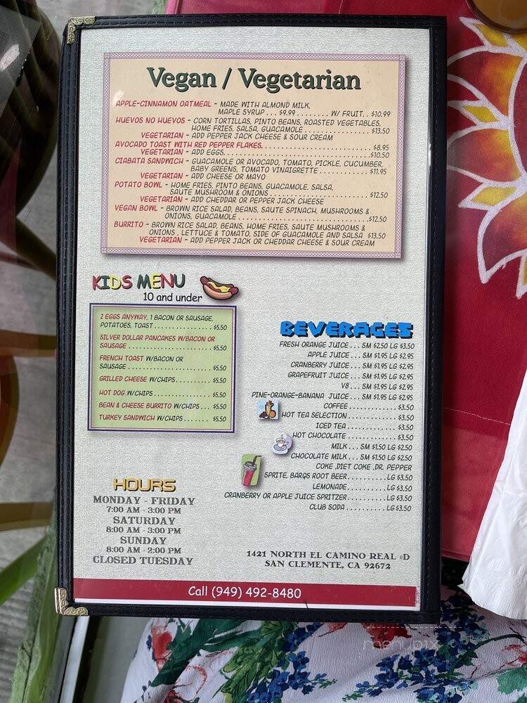 Cafe Rae - San Clemente, CA menu_pic