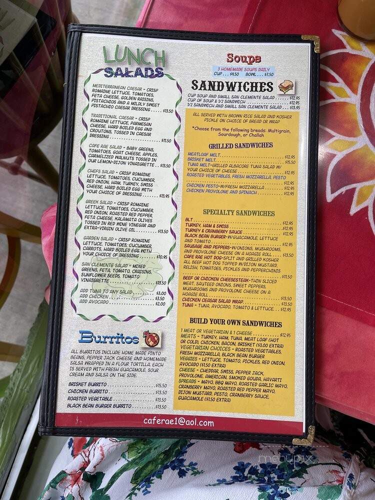 Cafe Rae - San Clemente, CA menu_pic