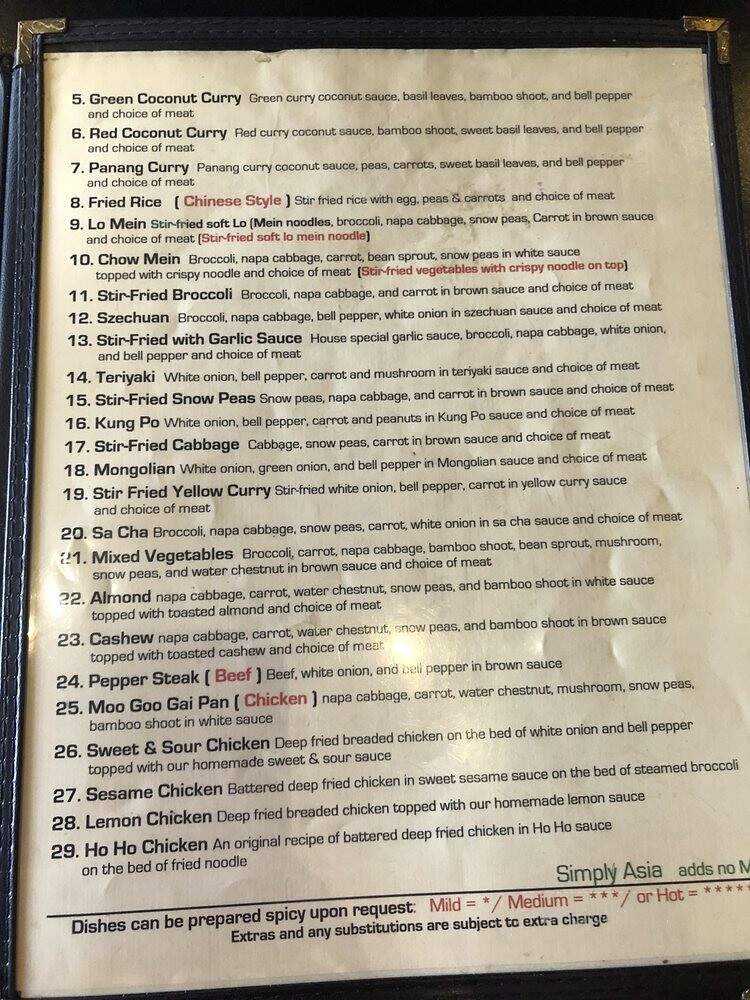 Simply Asia - Grand Prairie, TX menu_pic