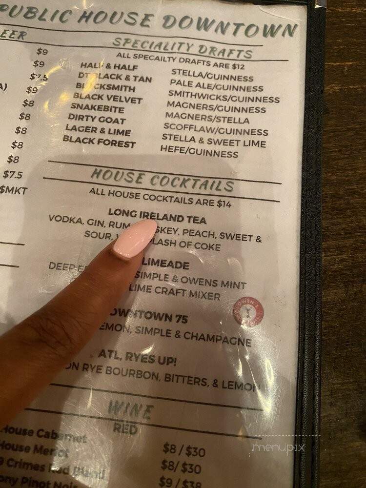 Meehan's Public House - Downtown - Atlanta, GA menu_pic