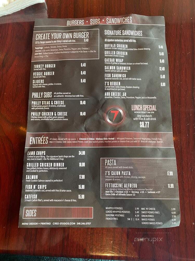 7 Bar & Grill - Southfield, MI menu_pic