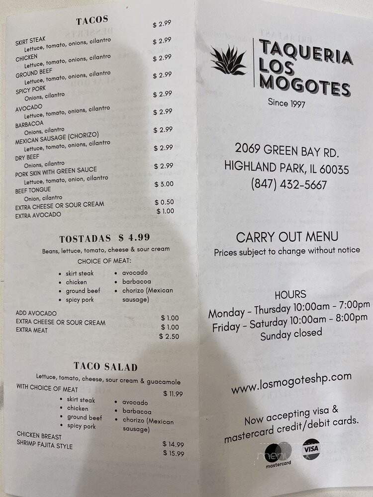 Los Mogotes De Michoacan - Highland Park, IL menu_pic