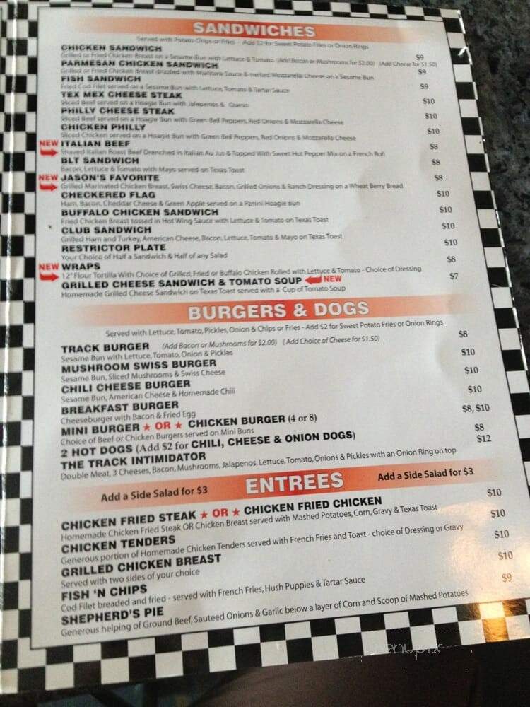 The Track - Rowlett, TX menu_pic