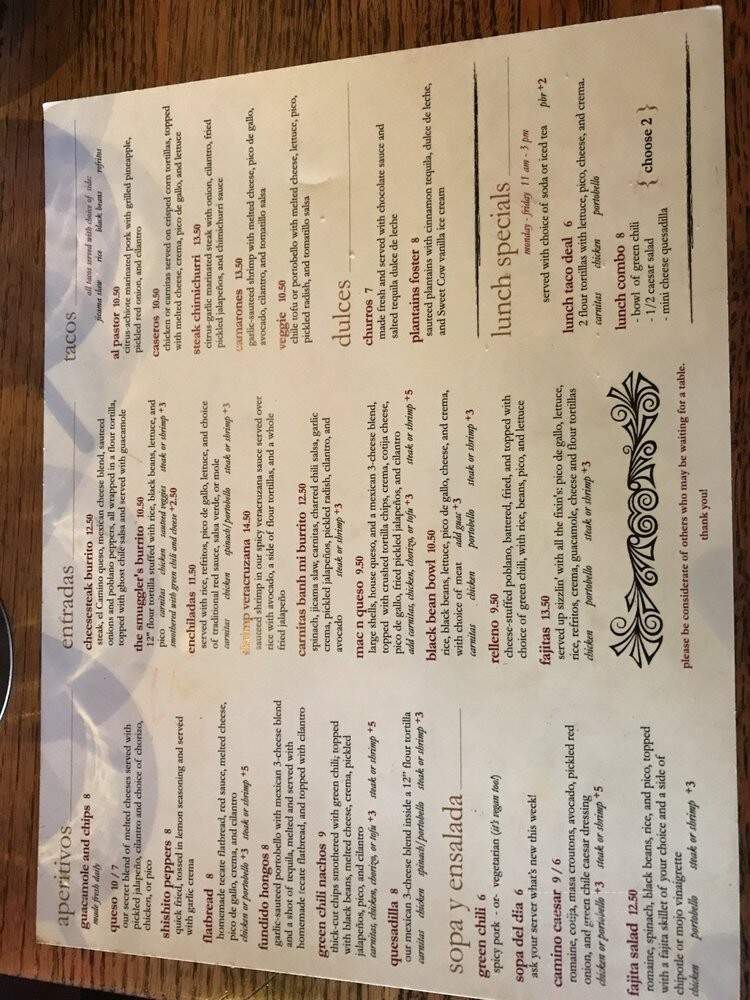 El Camino - Denver, CO menu_pic