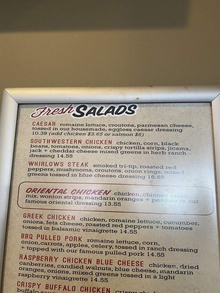 Whirlows - Stockton, CA menu_pic