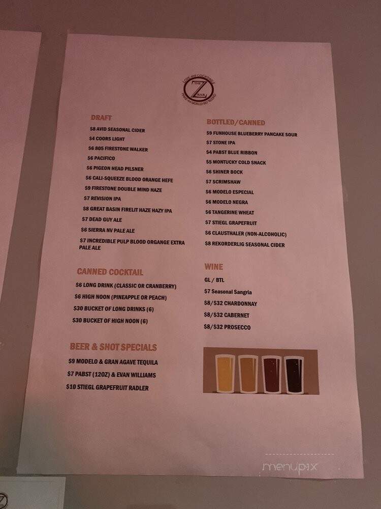 Zephyr Bar - Reno, NV menu_pic