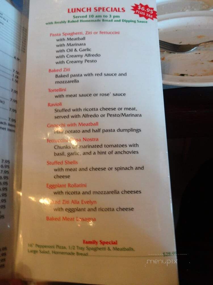 Evelyn's Big Italian Pizzeria & Restaurant - Fairfield, CA menu_pic