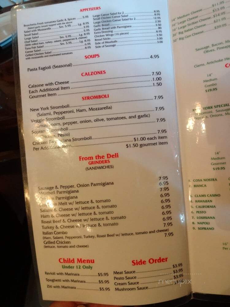 Evelyn's Big Italian Pizzeria & Restaurant - Fairfield, CA menu_pic
