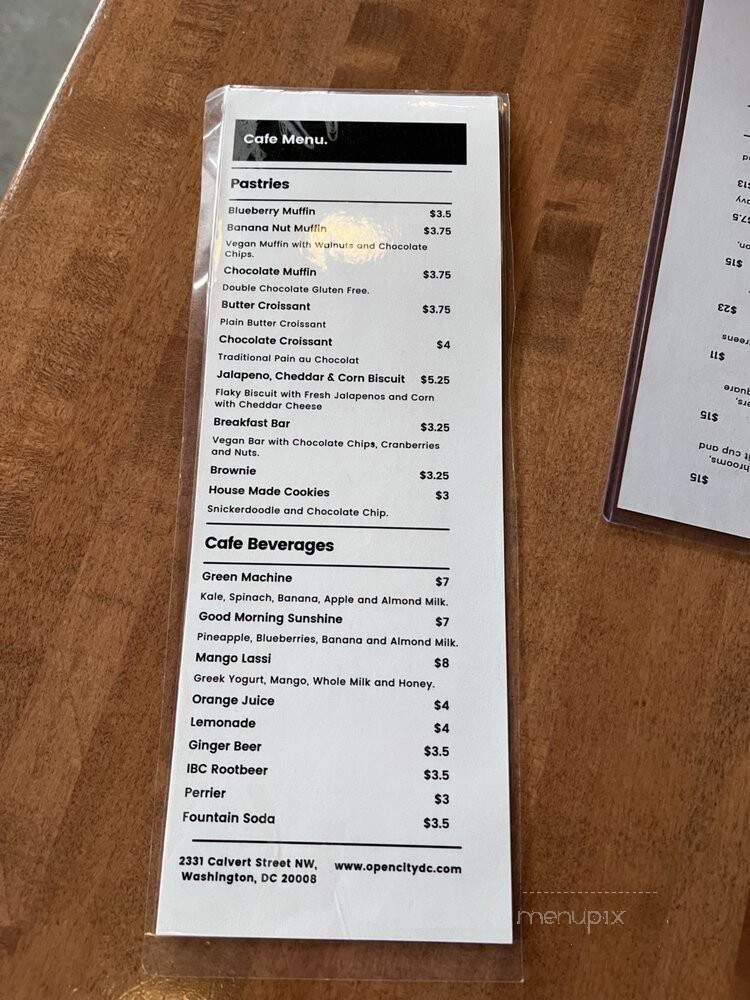 Open City - Washington, DC menu_pic