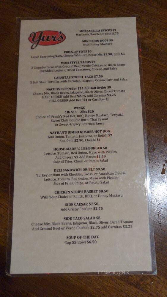 Yur's Lounge - Portland, OR menu_pic