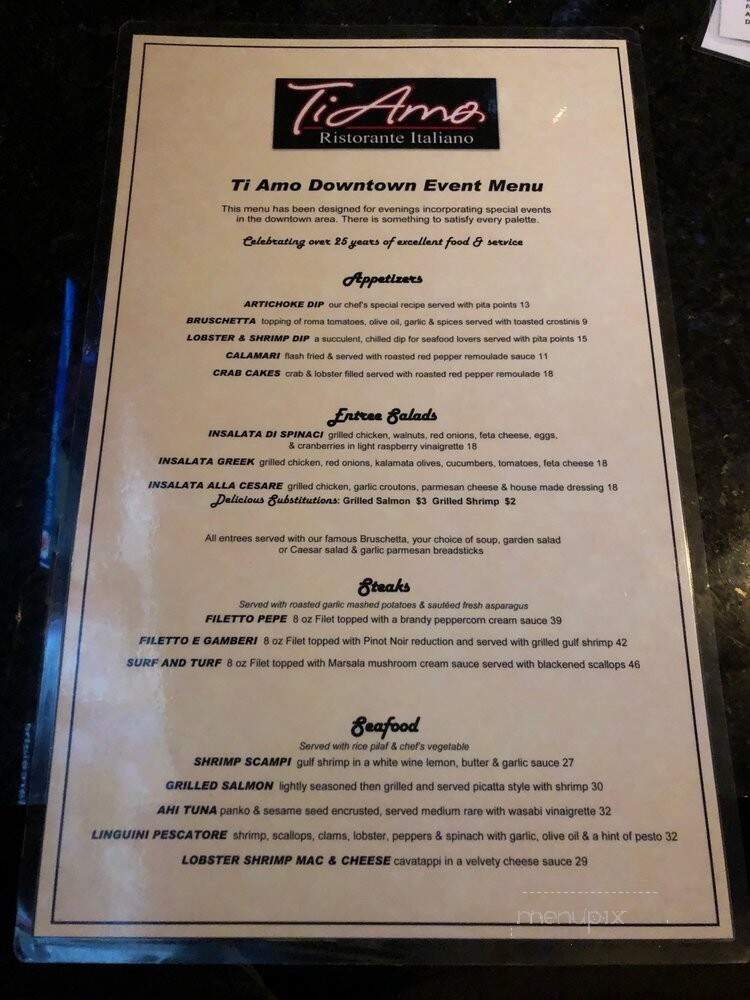 Ti Amo - Tulsa, OK menu_pic