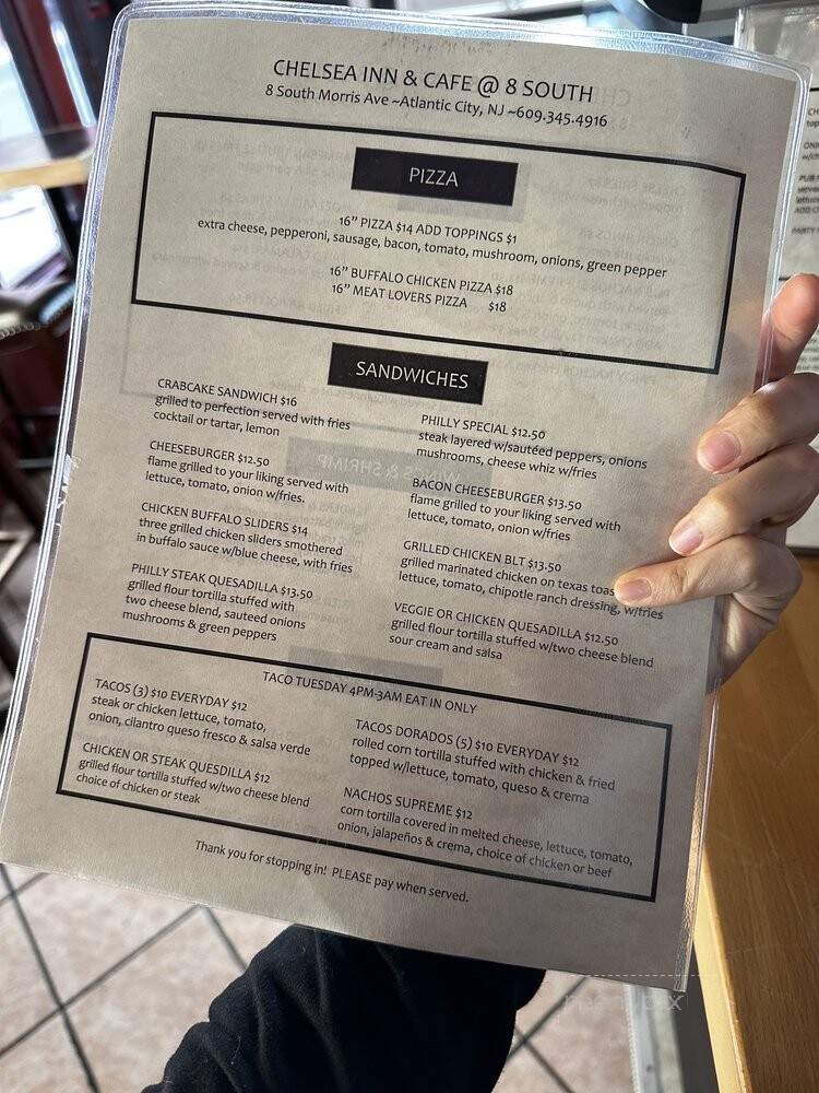 Chelsea Pub and Hotel - Atlantic City, NJ menu_pic