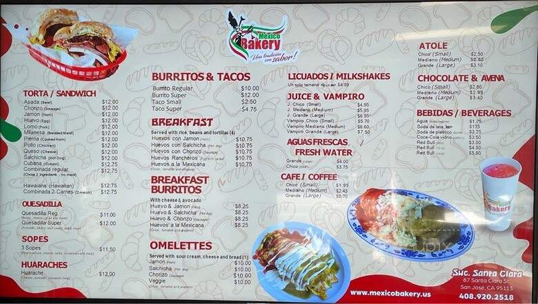 Bakery Mexico - San Jose, CA menu_pic