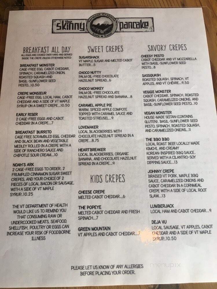 The Skinny Pancake - Montpelier, VT menu_pic