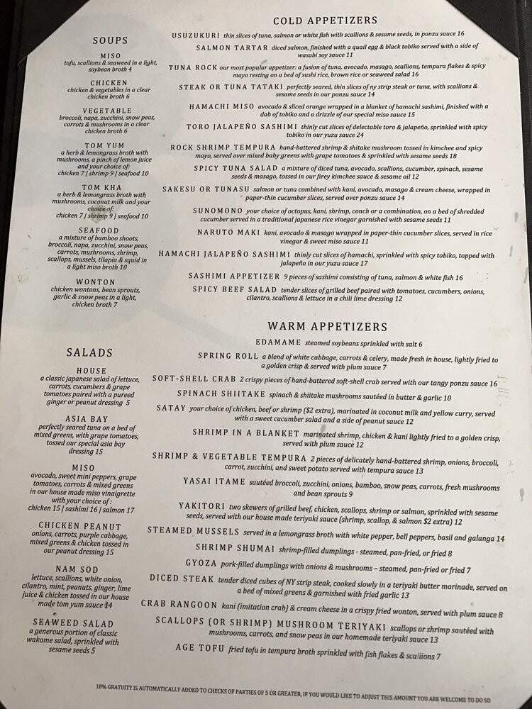 Asia Bay - Fort Lauderdale, FL menu_pic