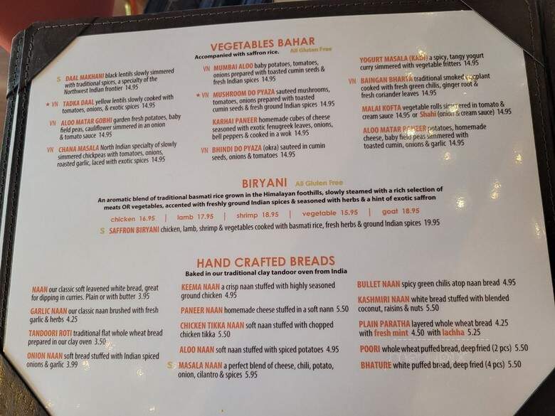 Saffron Indian Bistro - Tucson, AZ menu_pic