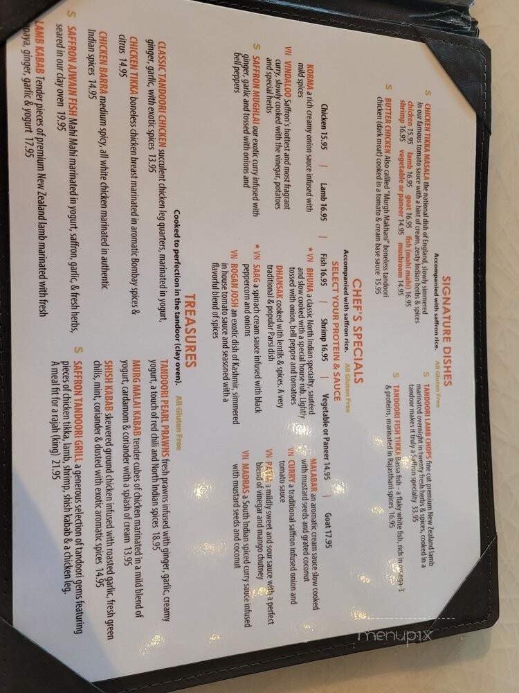 Saffron Indian Bistro - Tucson, AZ menu_pic