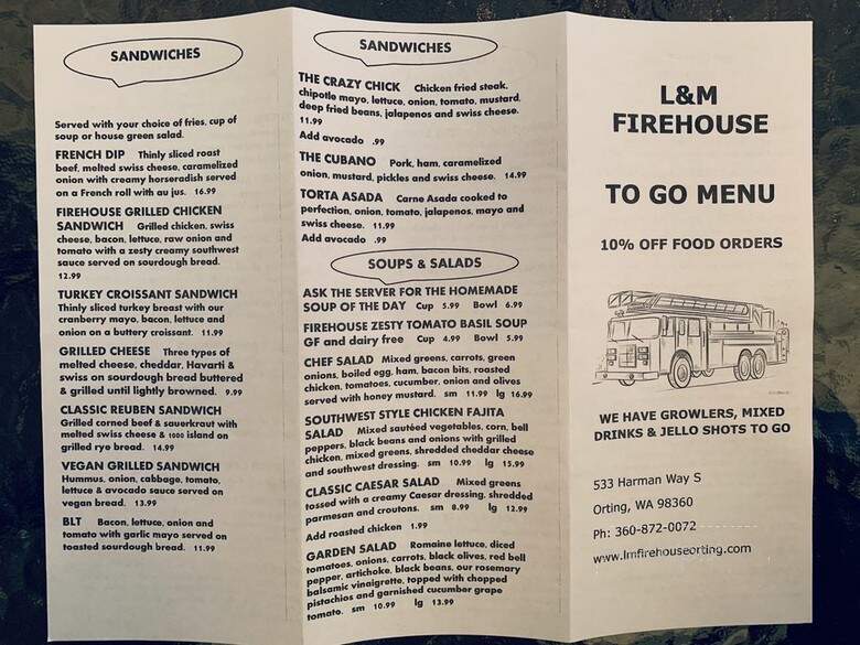 L & M Firehouse - Orting, WA menu_pic