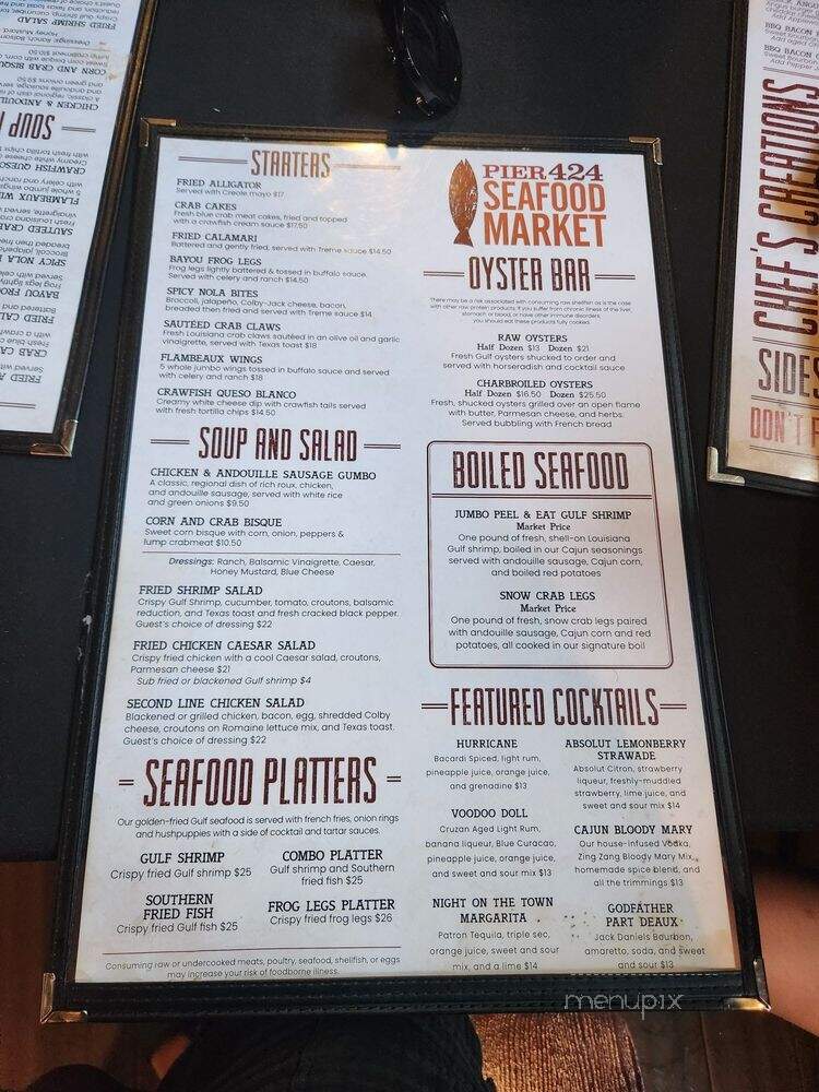 Pier 424 - New Orleans, LA menu_pic