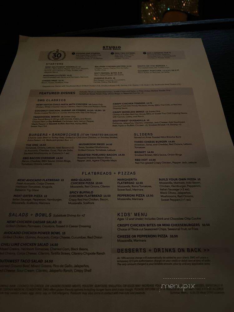 Studio Movie Grill - Dallas, TX menu_pic