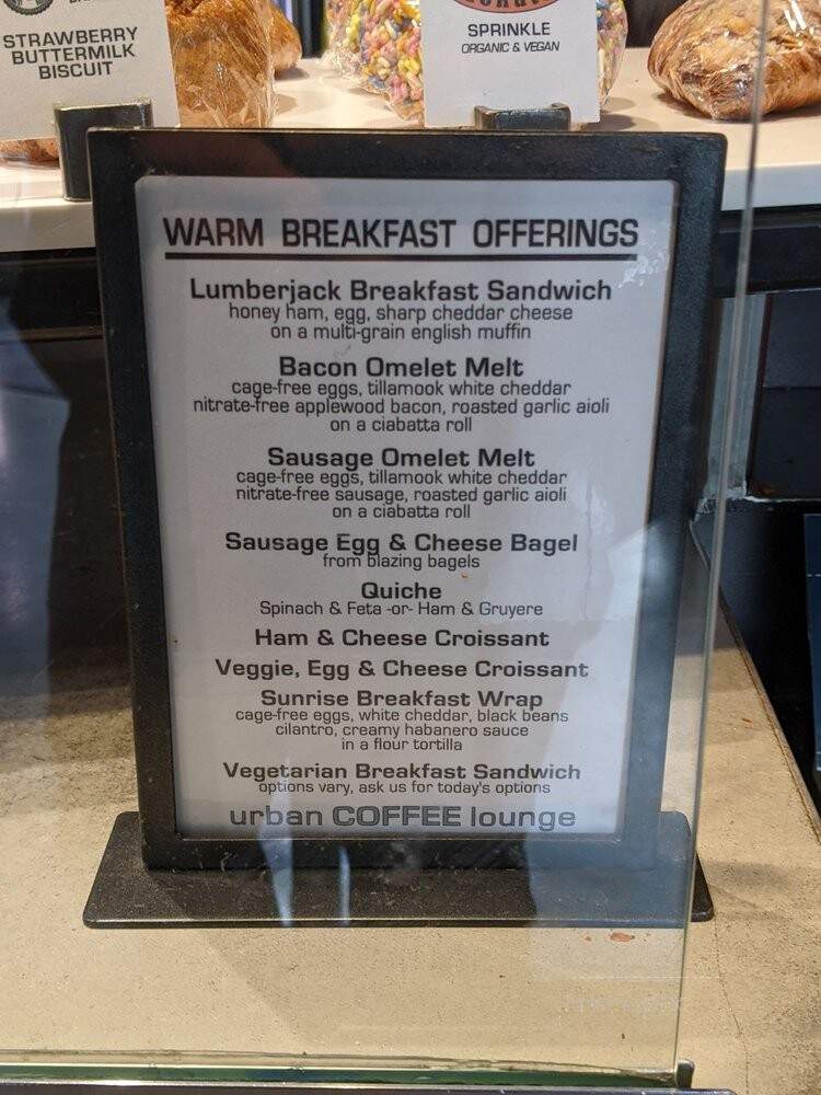 Urban Coffee Lounge - Kirkland, WA menu_pic